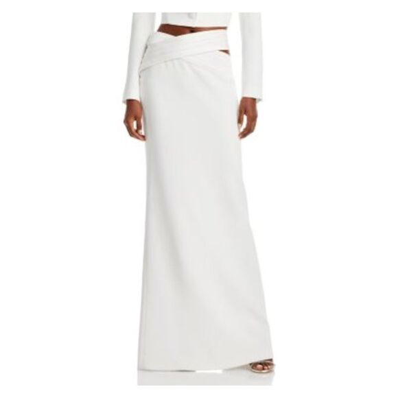 MONOT Womens White Crossover Cutout Waist Full-Length Evening Pencil Skirt 4